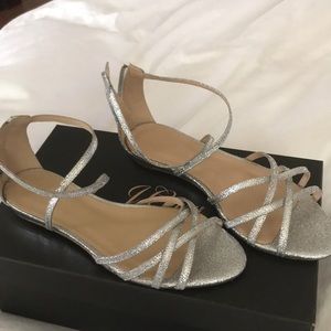 J. Crew Mini wedge silver glitter sandal